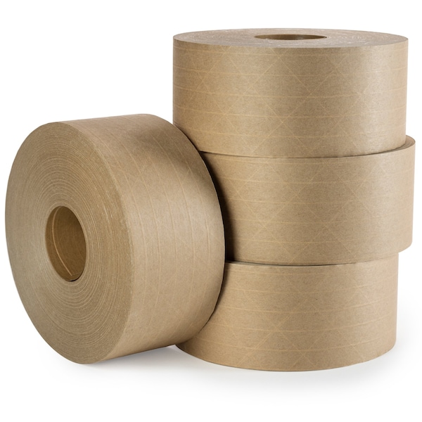 Idl Packaging 3in x 375' Reinforced Heavy Duty Water-Activated Gummed Kraft Tape, White, 4PK H-70W-4 - main